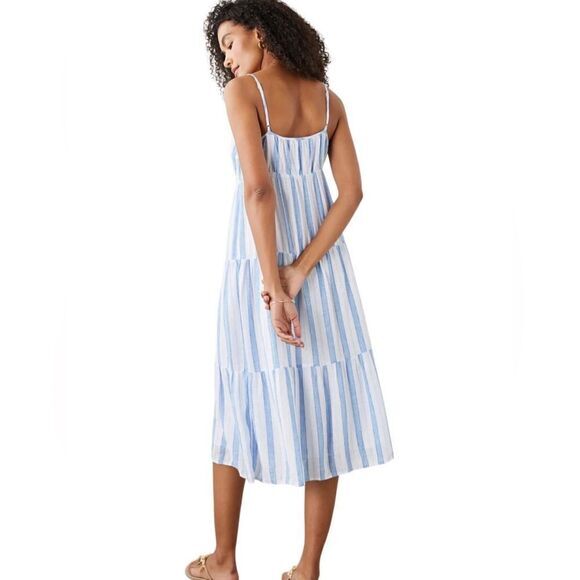 RAILS Avril Dress Size XXL Gibson Stripe Linen Blend 100% cotton Lining Midi New - Picture 10 of 16